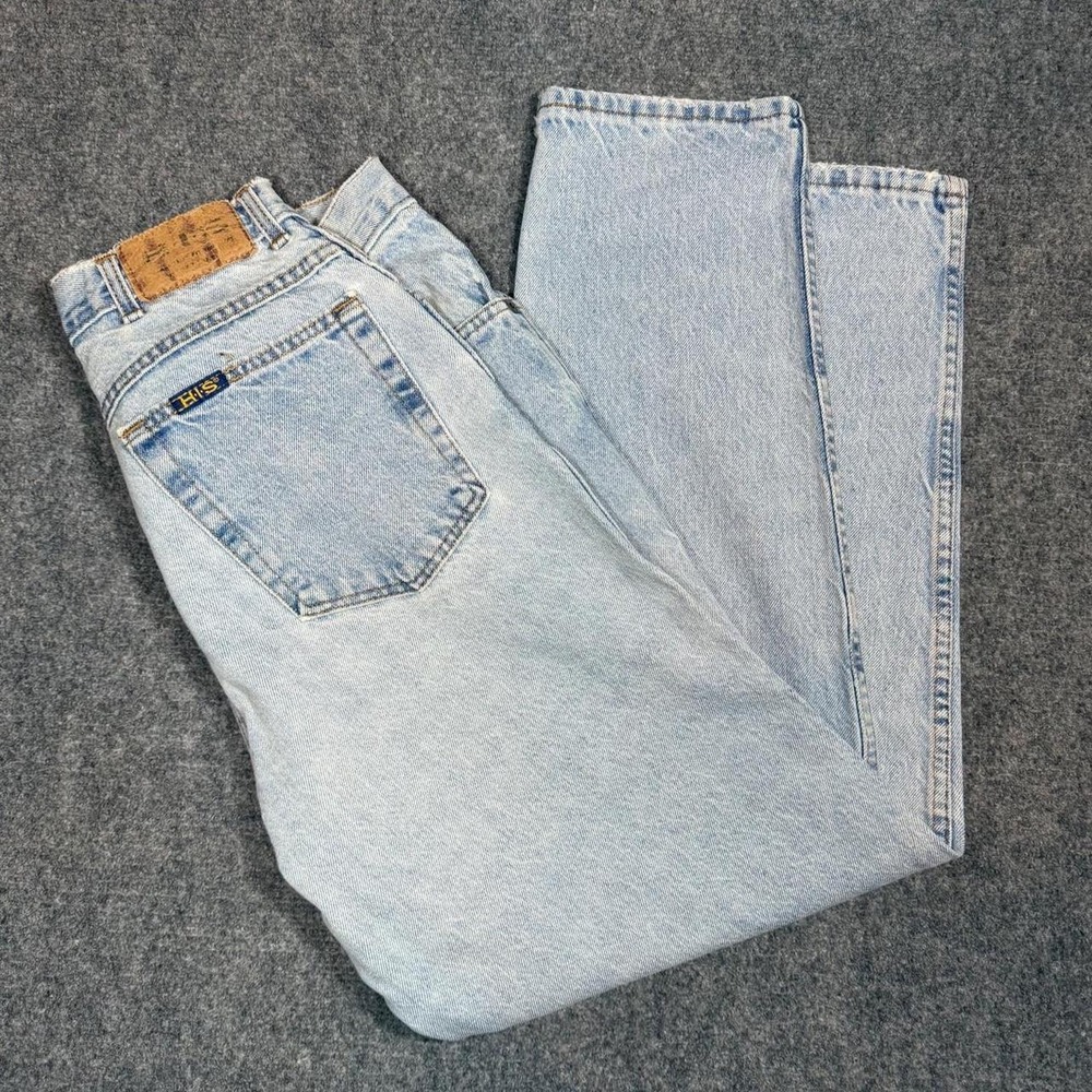 HIS Vintage 80s Jeans Light Wash Cotton Denim Mens 34x30